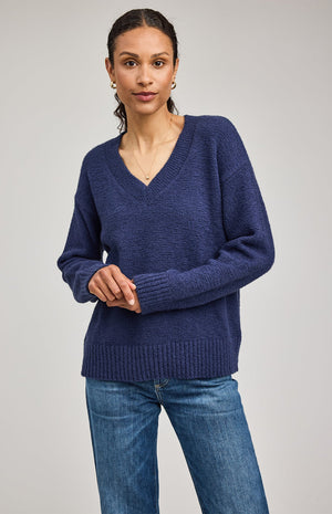 TILDA V-NECK SWEATER - NAVY