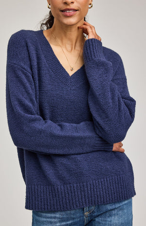 TILDA V-NECK SWEATER - NAVY