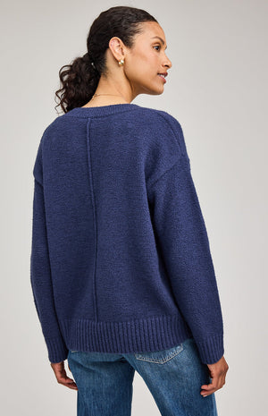 TILDA V-NECK SWEATER - NAVY