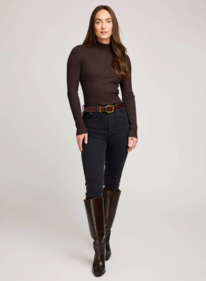 ARLEN MOCK NECK SWEATER - HEATHER DARKWOOD