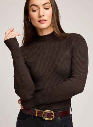 ARLEN MOCK NECK SWEATER - HEATHER DARKWOOD
