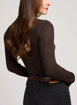 ARLEN MOCK NECK SWEATER - HEATHER DARKWOOD