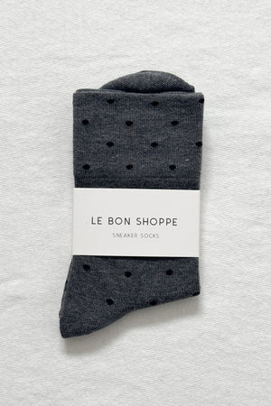 SNEAKER SOCKS - POLKA DOT - CHARCOAL/BLACK