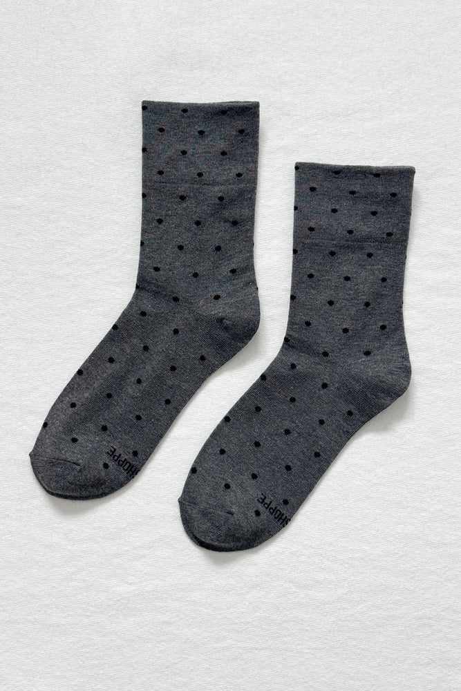 SNEAKER SOCKS - POLKA DOT - CHARCOAL/BLACK