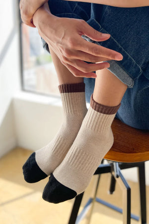 Color Block Girlfriend Socks - Black Coffee