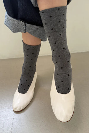 SNEAKER SOCKS - POLKA DOT - CHARCOAL/BLACK