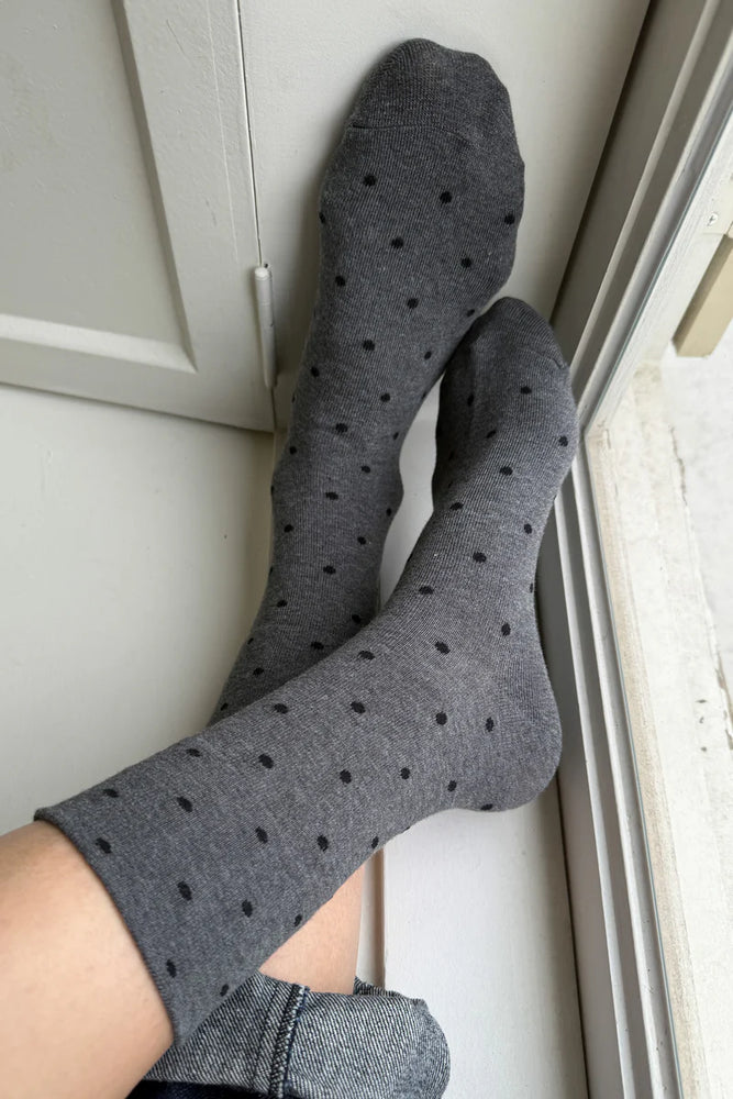 SNEAKER SOCKS - POLKA DOT - CHARCOAL/BLACK