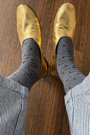 SNEAKER SOCKS - POLKA DOT - CHARCOAL/BLACK
