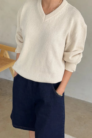 GABBY COTTON SWEATER - NATURAL