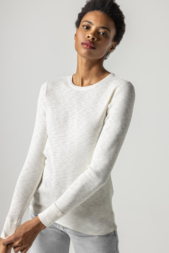 LONG SLEEVE RAW EDGE CREW