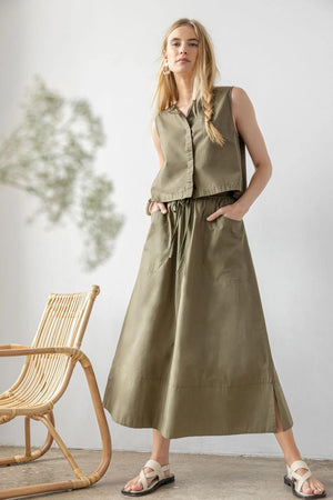 LONG POPLIN SKIRT