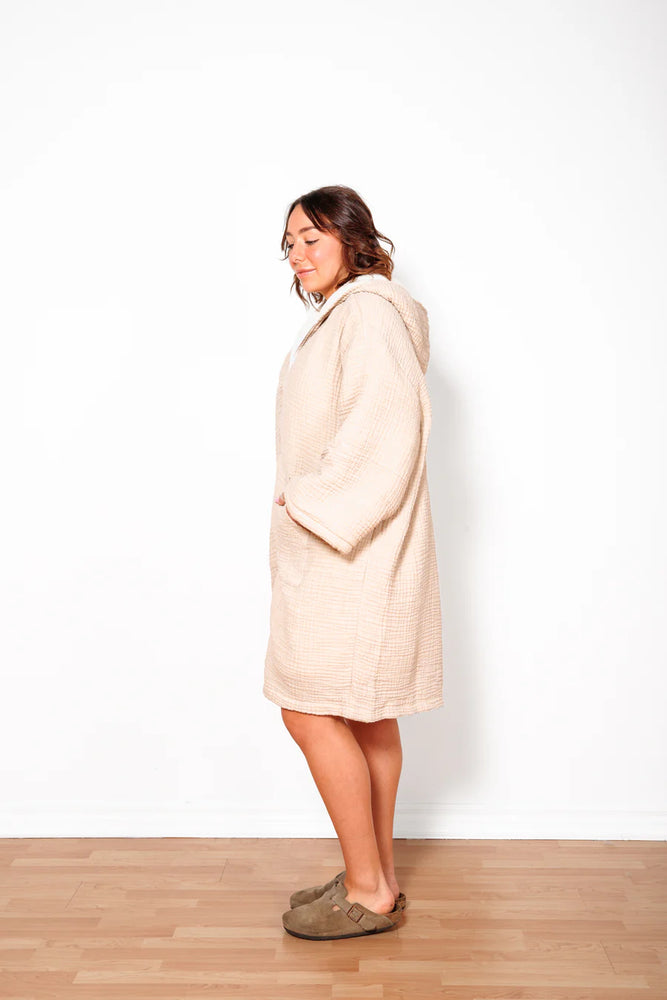 THE POLAR UNISEX FLEECE LINED MUSLIN ZIP PONCHO