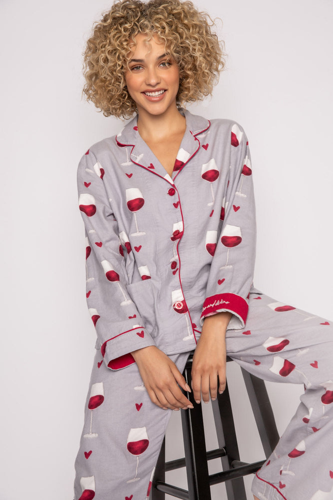 
            
                Load image into Gallery viewer, WINE FLANNEL PJ SET
            
        