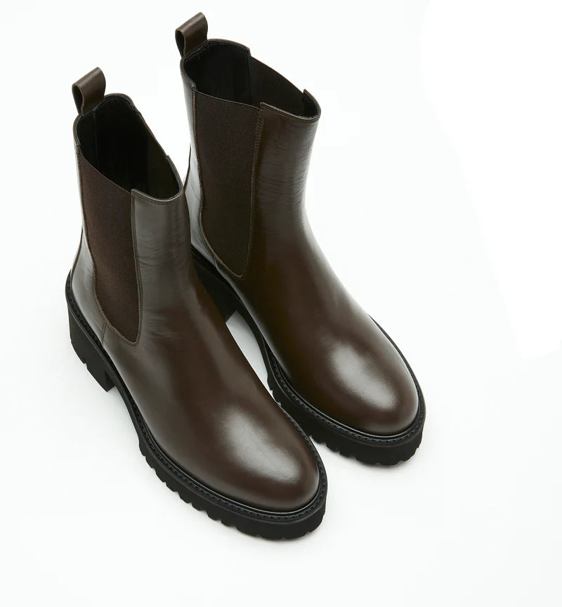 TAMMY LEATHER BOOTIE - BROWN