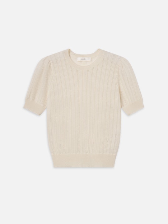 THE LADDER POINTELLE SWEATER - CREAM