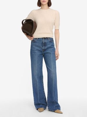 THE LADDER POINTELLE SWEATER - CREAM