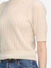 THE LADDER POINTELLE SWEATER - CREAM