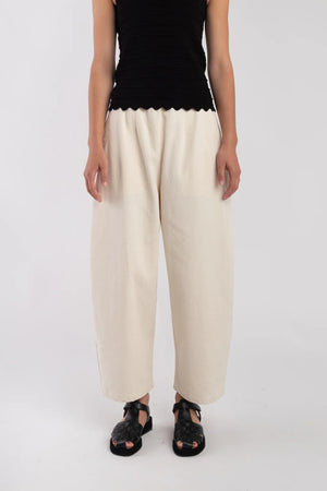 CREAM BLACK BARREL PANT