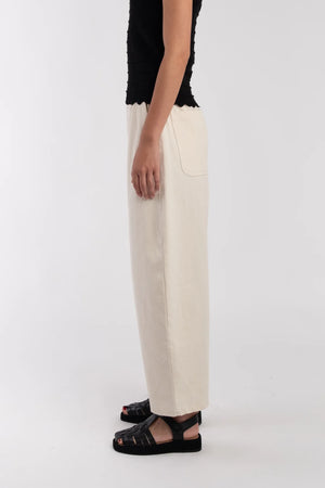 CREAM BLACK BARREL PANT