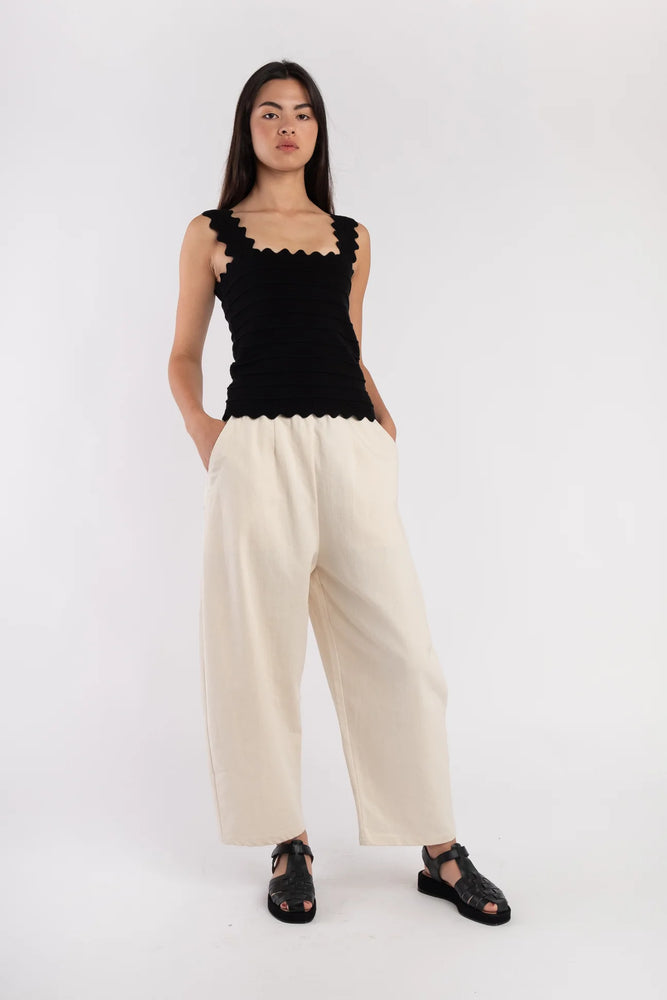 CREAM  BARREL PANT