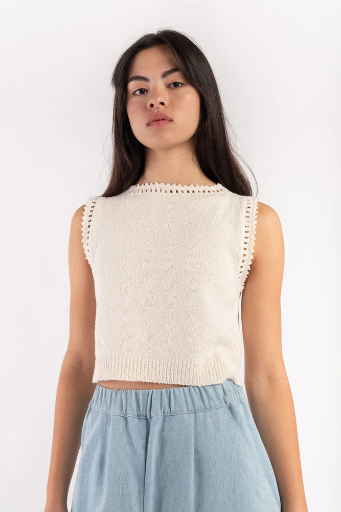 CREAM BOUCLE TANK