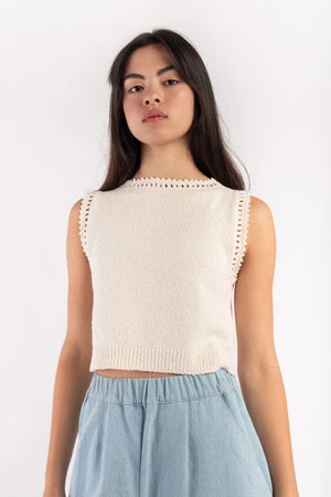 CREAM BOUCLE TANK