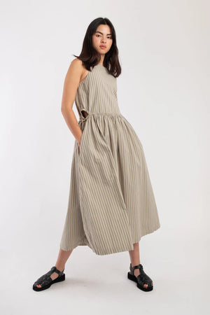 MUTED STRIPE CINCH DRESS