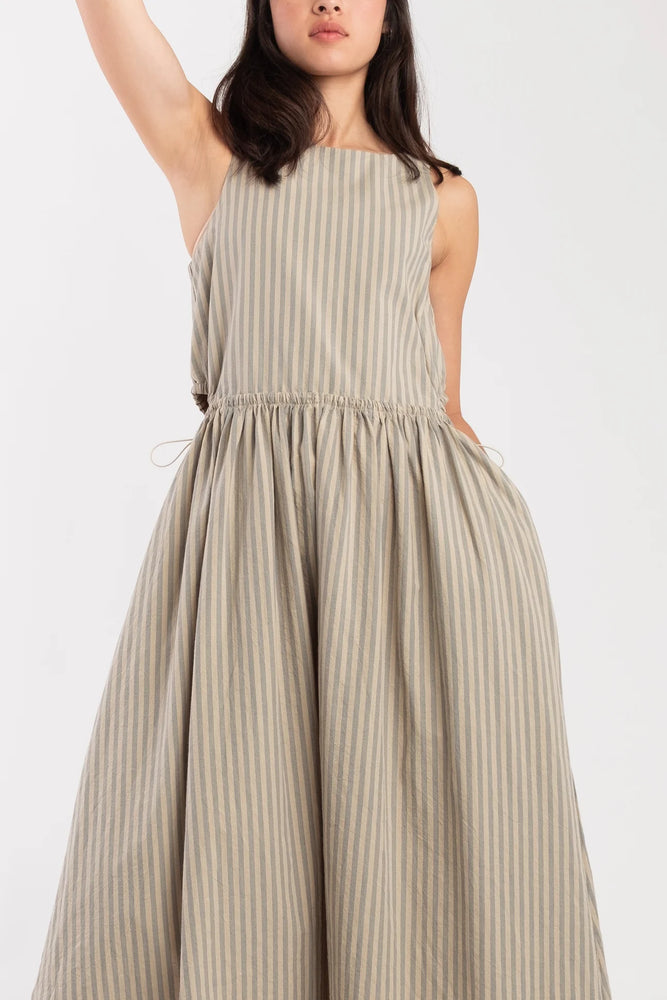 MUTED STRIPE CINCH DRESS