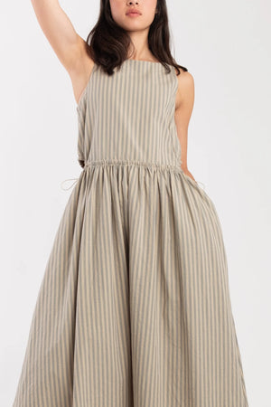 MUTED STRIPE CINCH DRESS