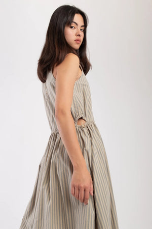 MUTED STRIPE CINCH DRESS