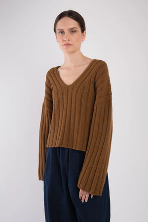 GOLDEN CROPPED RIB PULLOVER