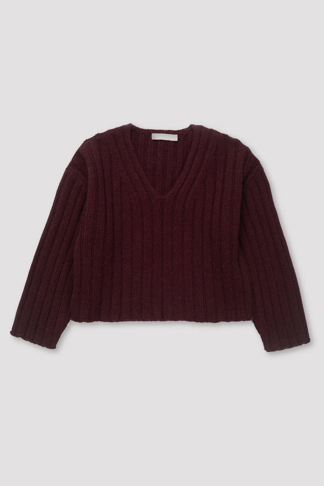 PLUM CROPPED RIB PULLOVER