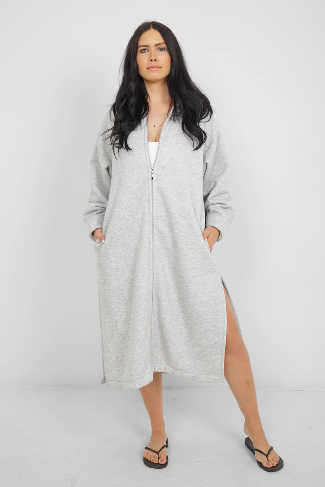THE RAILS TERRY ZIP COVER UP WITH HOOD - GREY