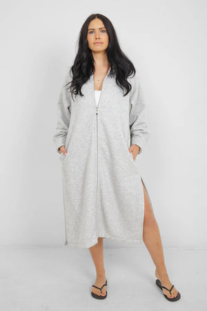 THE RAILS TERRY ZIP COVER UP WITH HOOD - GREY
