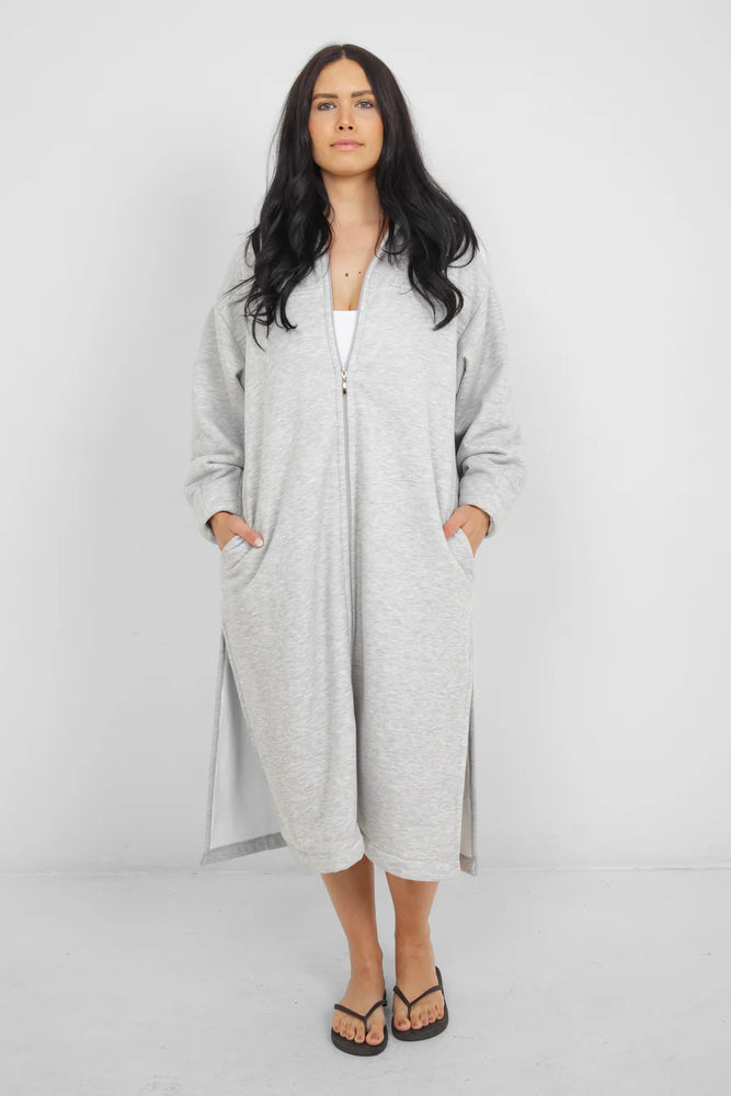 THE RAILS TERRY ZIP COVER UP WITH HOOD - GREY