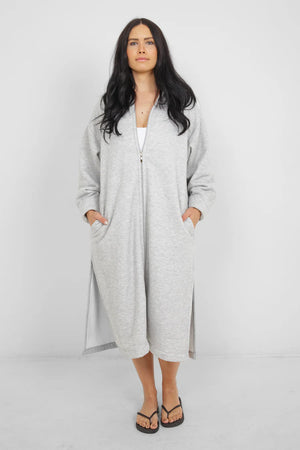 THE RAILS TERRY ZIP COVER UP WITH HOOD - GREY
