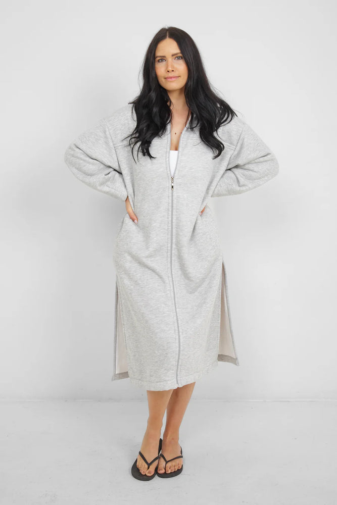 THE RAILS TERRY ZIP COVER UP WITH HOOD - GREY