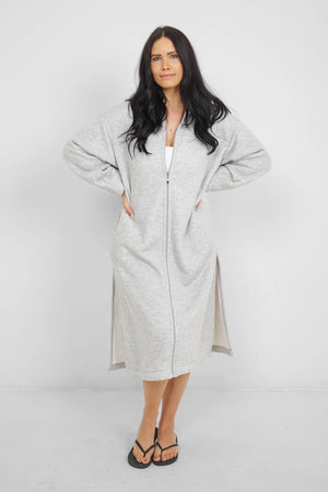 THE RAILS TERRY ZIP COVER UP WITH HOOD - GREY
