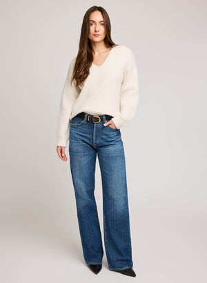 ANGELICA V-NECK SWEATER - ALABASTER