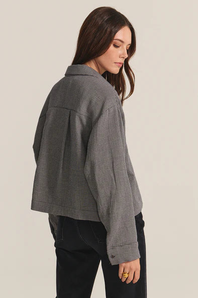 ADELINE BUTTON DOWN TOP - HOUNDSTOOTH