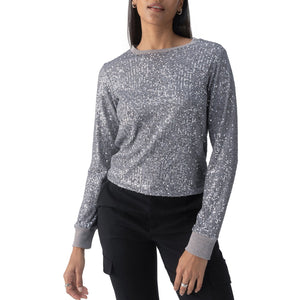 SPARKLE TOGETHER WOVEN TOP - GUNMETAL