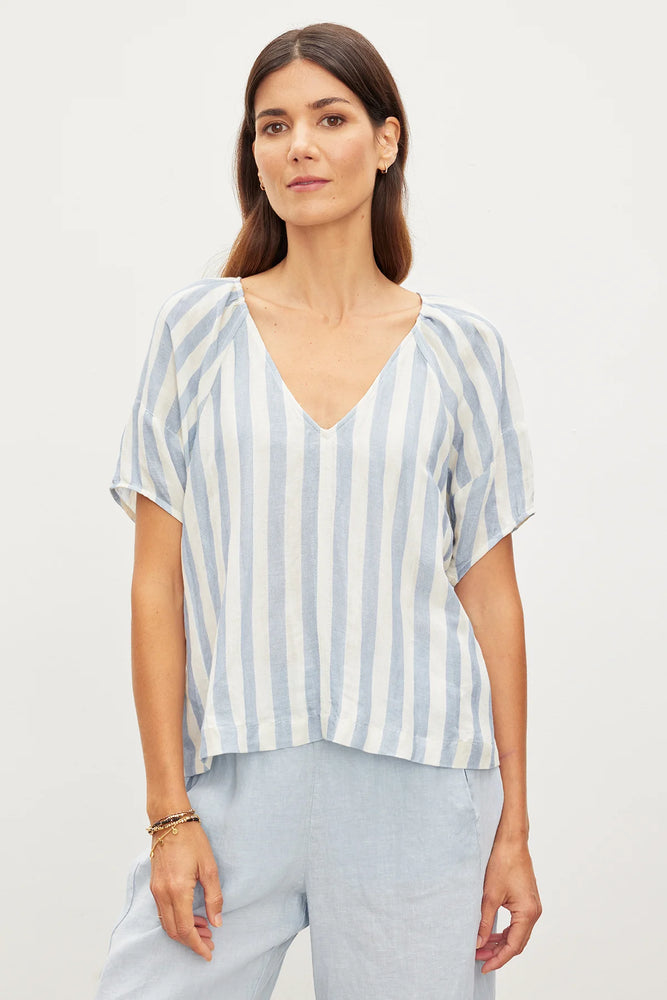 
            
                Load image into Gallery viewer, KATY LINEN PUFFY SLEEVE TOP
            
        