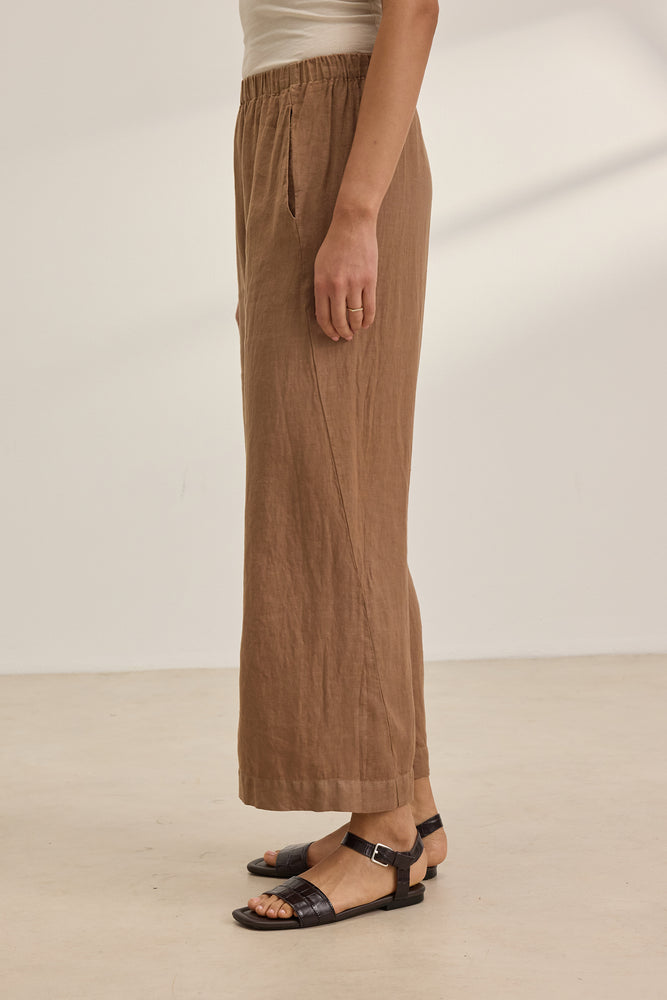 LOLA LINEN PANTS - BARK