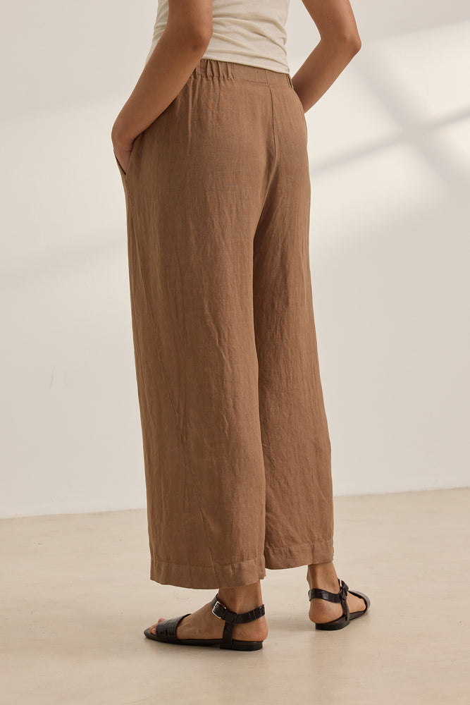 LOLA LINEN PANTS - BARK