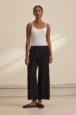 LOLA LINEN PANTS - BLACK