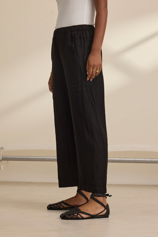 LOLA LINEN PANTS - BLACK