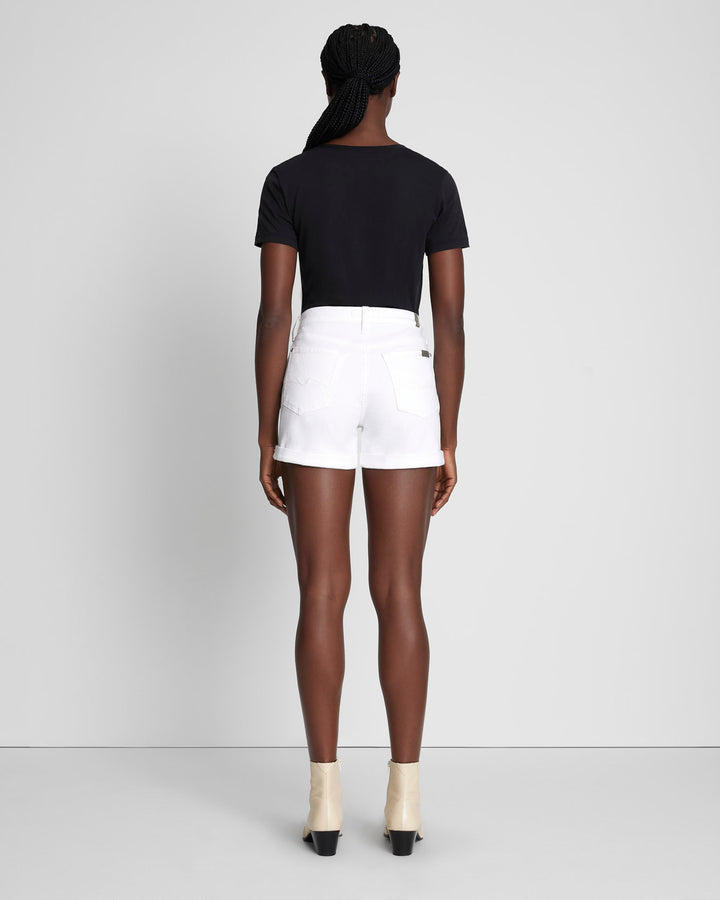BROKEN TWILL MID ROLL SHORT IN WHITE
