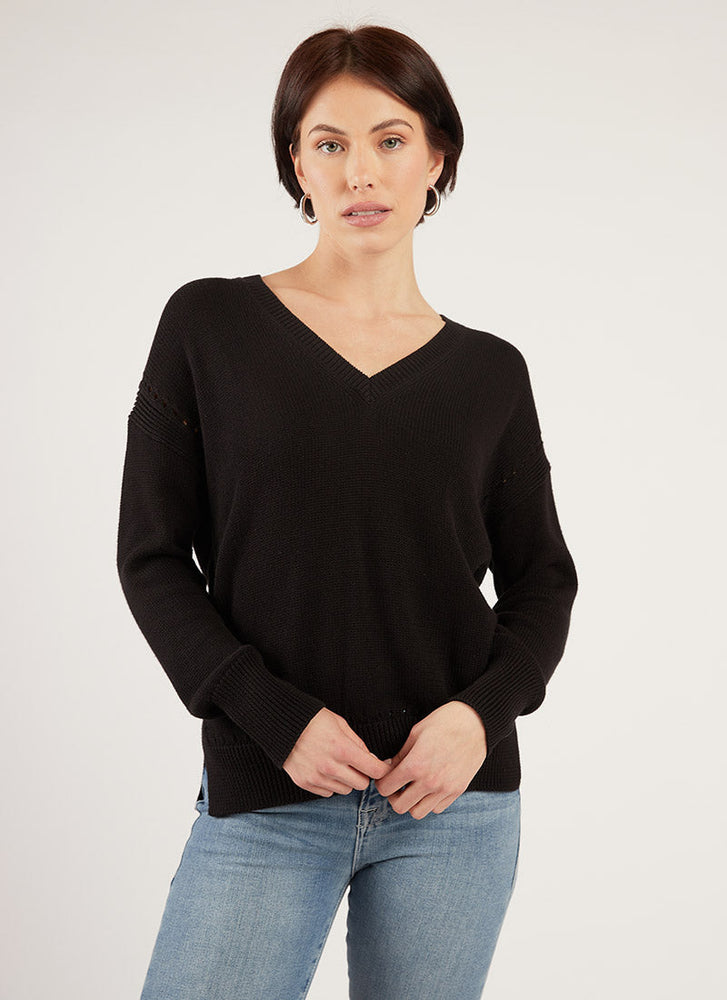 
            
                Load image into Gallery viewer, EYELET V NECK SWEATER
            
        
