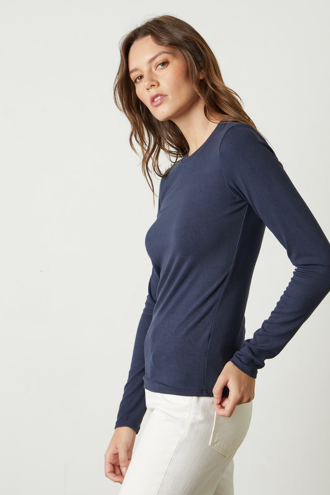 
            
                Load image into Gallery viewer, ERICA VISCOSE RIBBED L/S TOP
            
        