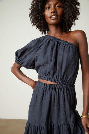 
            
                Load image into Gallery viewer, GISELLE WOVEN LINEN ONE SHOULDER DRESS
            
        